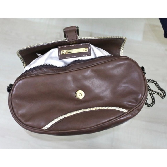 Giuseppe Zanotti Brown Leather Shoulder Bag Purse Handbag Gold Chain - Picture 5 of 10